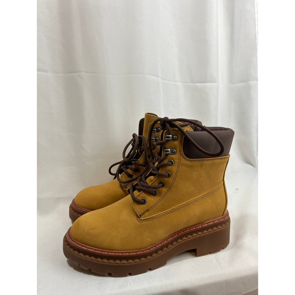 Wild Fable Womens Combat Boots Wheat Yellow Lace Up Lug Sole Size 7.5 NEW
